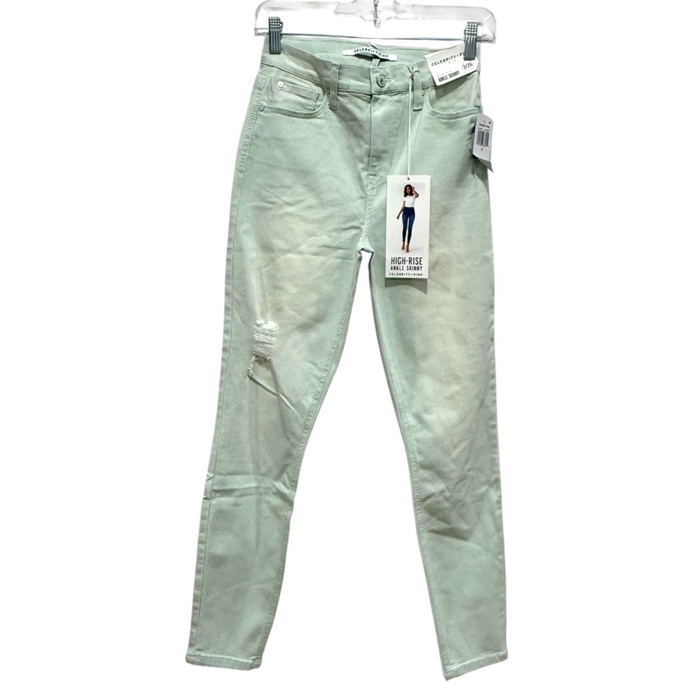 Celebrity pink high rise ankle skinny mint green jeans 
Size 3/26